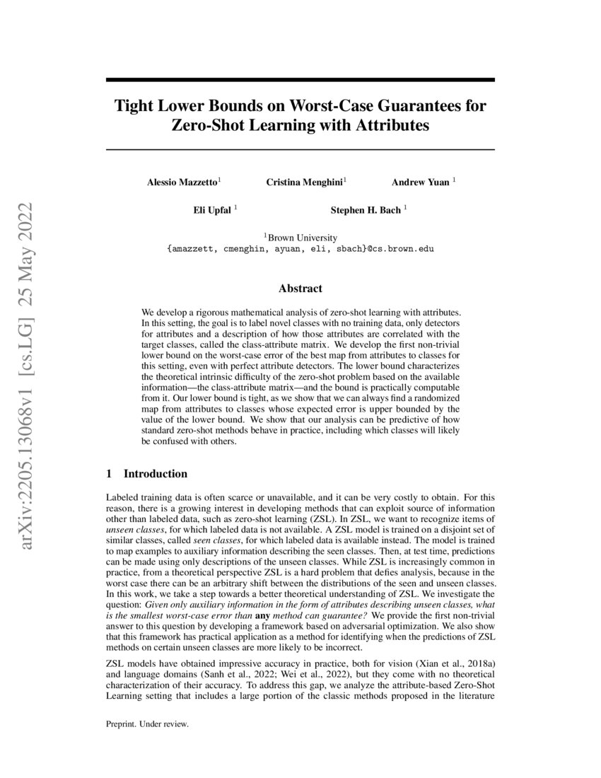 Tight Lower Bounds on WorstCase Guarantees for ZeroShot Learning with