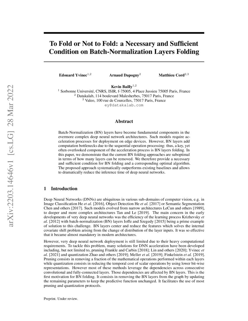To Fold or Not to Fold a Necessary and Sufficient Condition on BatchNormalization Layers
