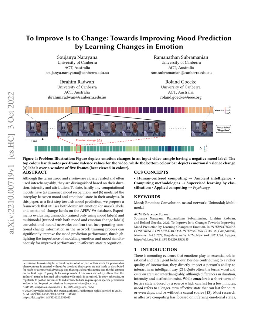 To Improve Is to Change: Towards Improving Mood Prediction by Learning  Changes in Emotion | DeepAI