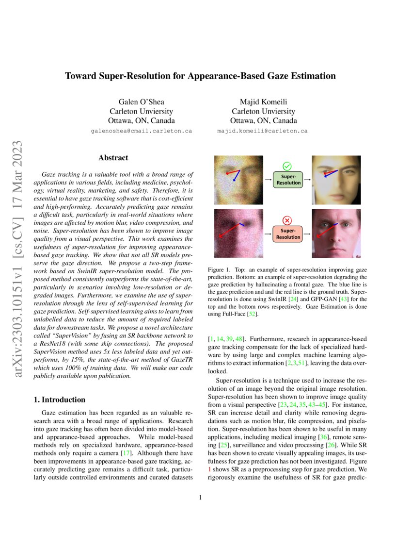 Toward SuperResolution for AppearanceBased Gaze Estimation DeepAI