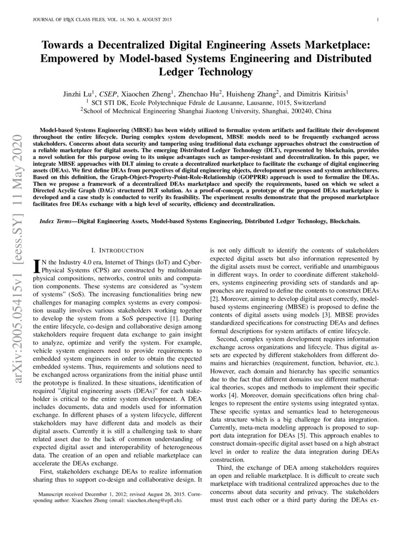 Towards a Decentralized Digital Engineering Assets Marketplace