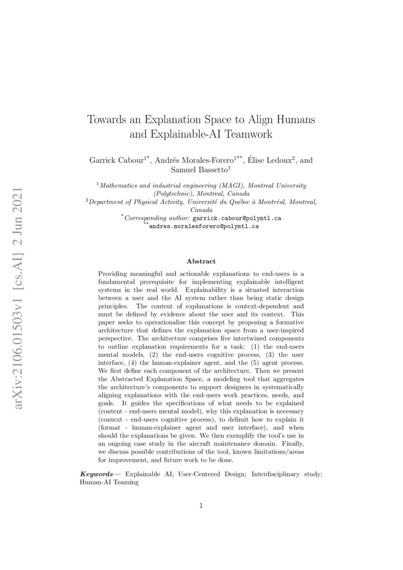 Towards an Explanation Space to Align Humans and ExplainableAI