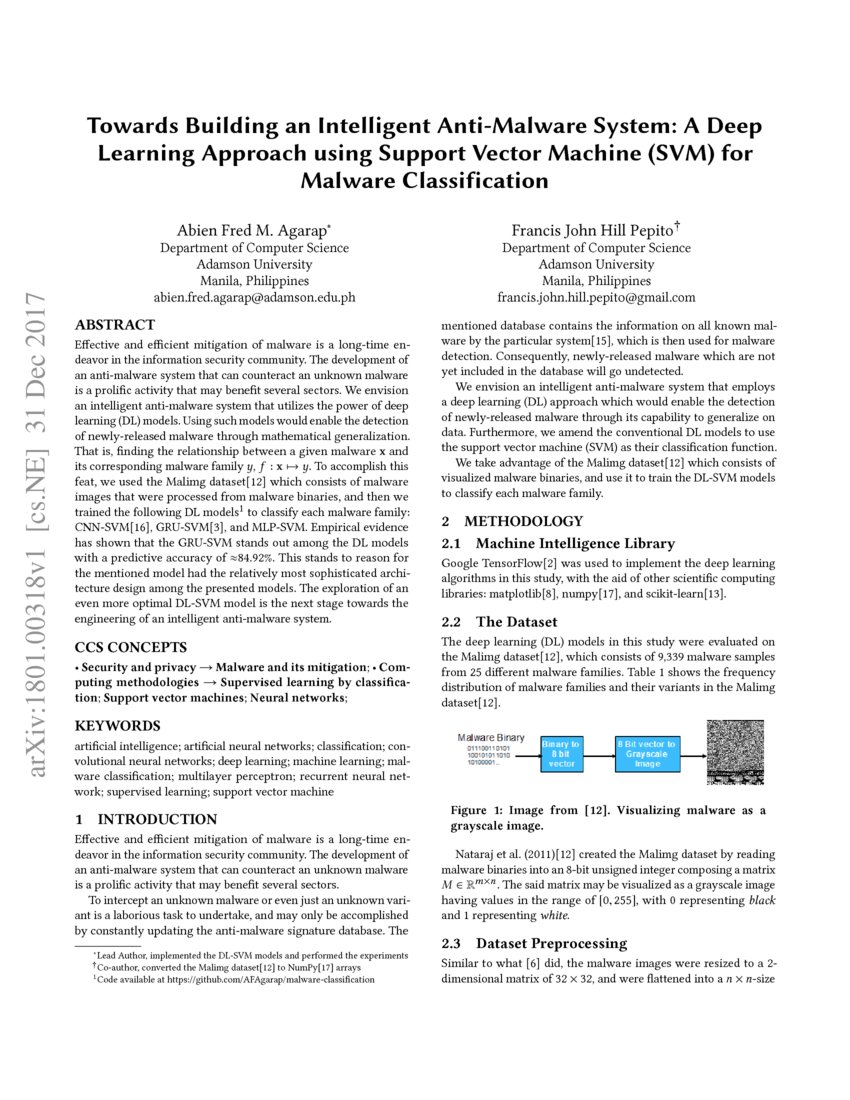 Towards Building an Intelligent Anti-Malware System: A Deep Learning ...
