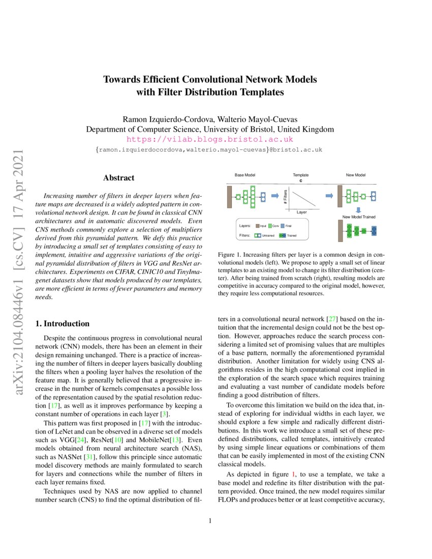 Towards Efficient Convolutional Network Models with Filter Distribution ...