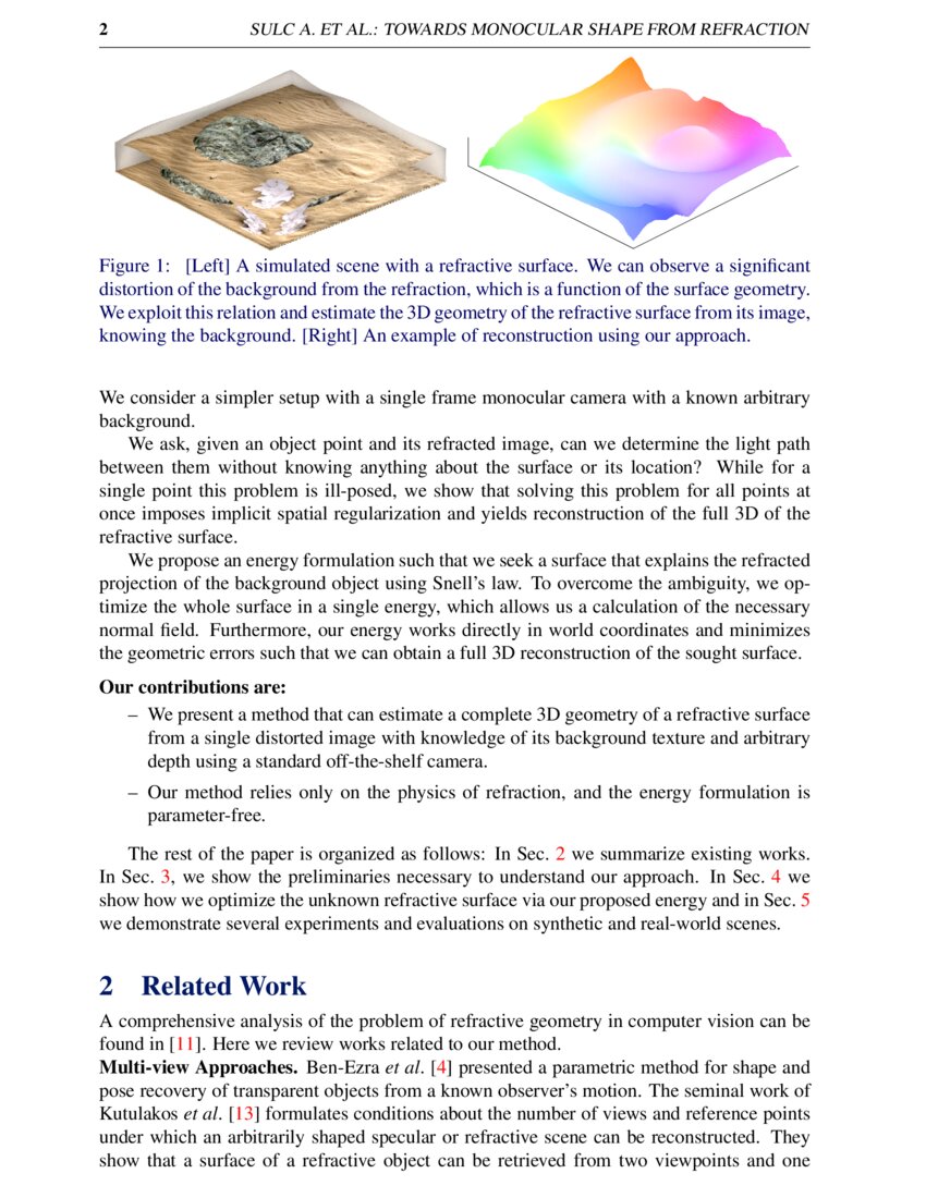 Towards Monocular Shape from Refraction DeepAI