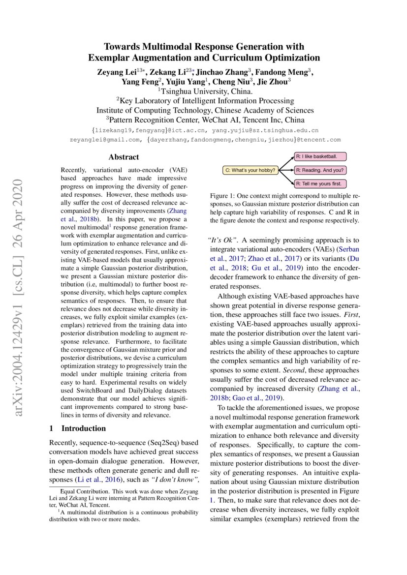 Towards Multimodal Response Generation with Exemplar Augmentation and ...