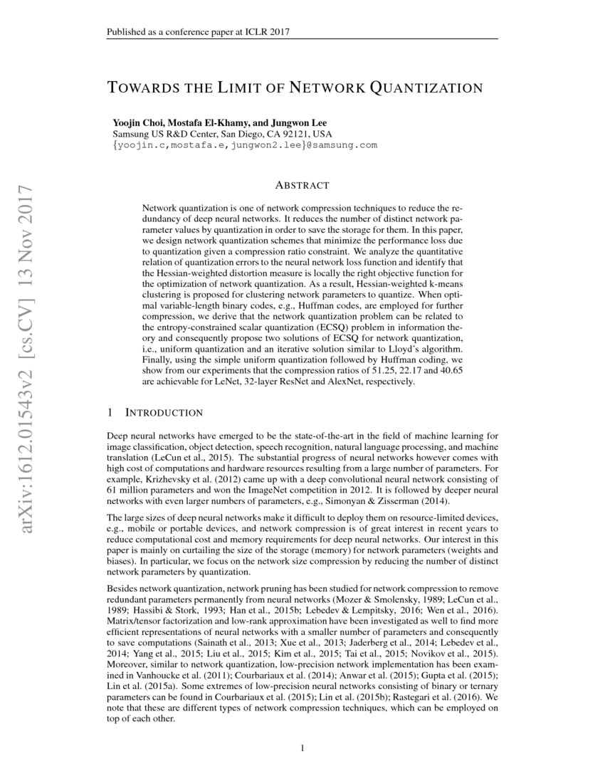 Towards the Limit of Network Quantization DeepAI