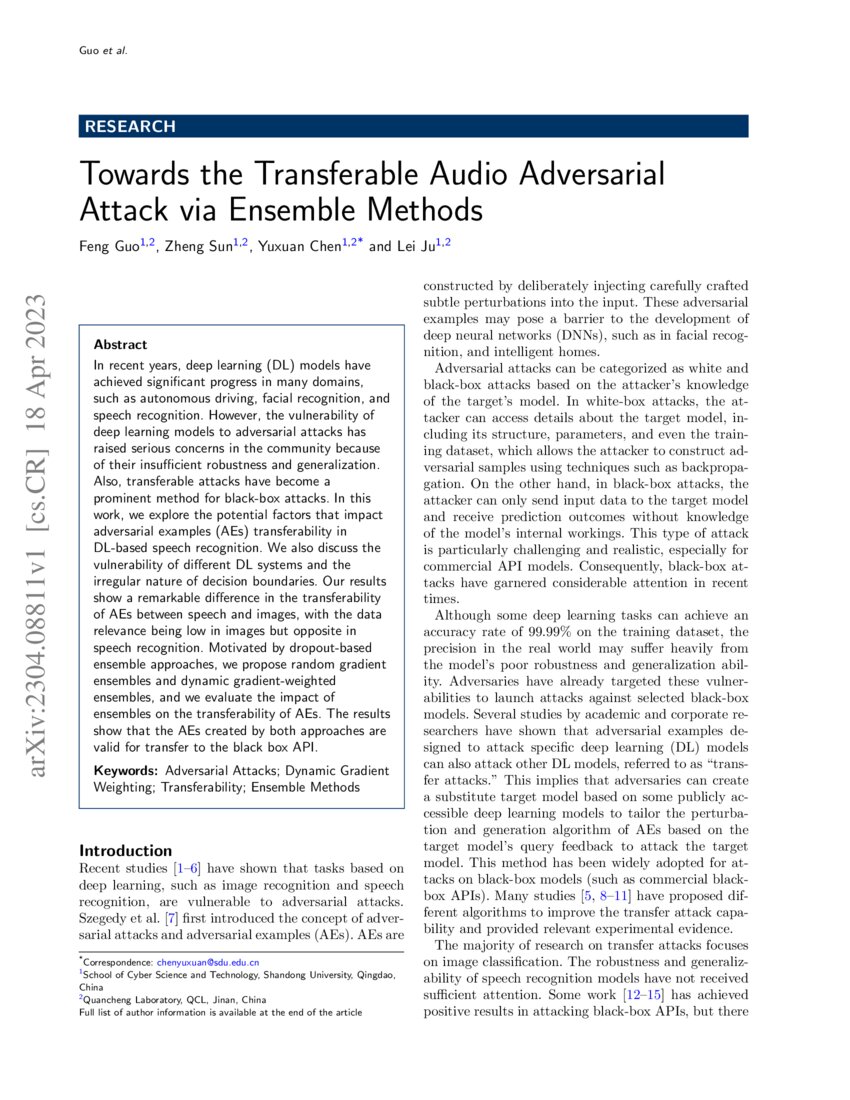 Towards the Transferable Audio Adversarial Attack via Ensemble Methods