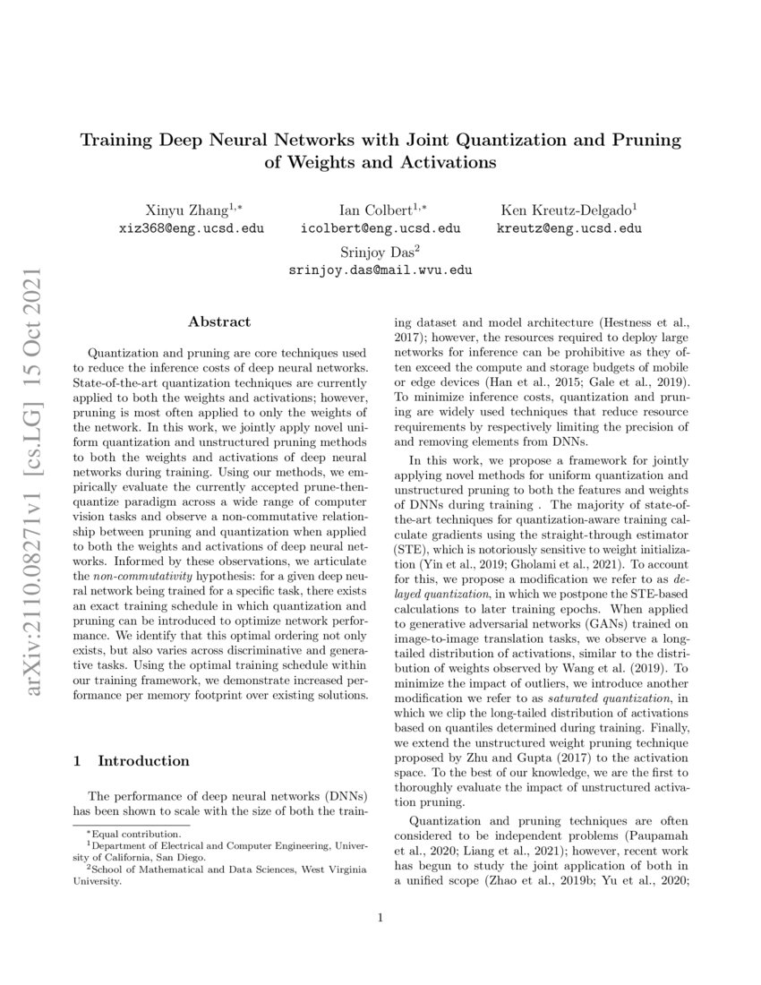 Training Deep Neural Networks with Joint Quantization and Pruning of ...