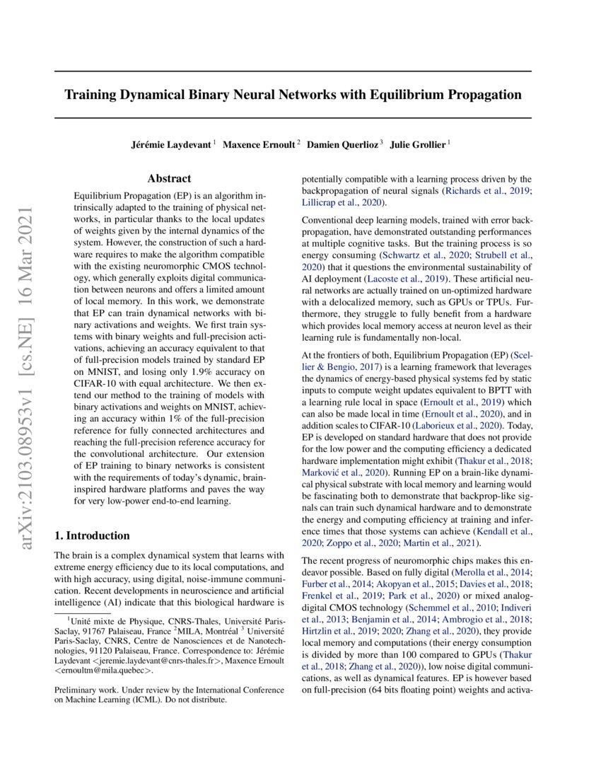 Training Dynamical Binary Neural Networks with Equilibrium Propagation