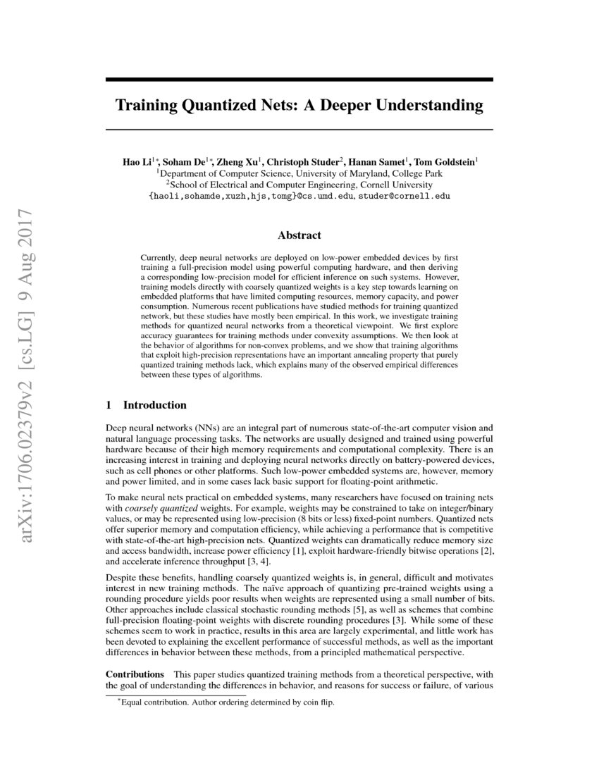 Training Quantized Nets A Deeper Understanding DeepAI