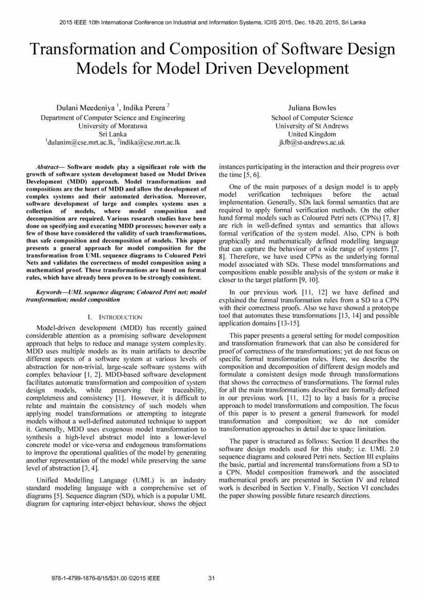 Transformation And Composition Of Software Design Models For Model