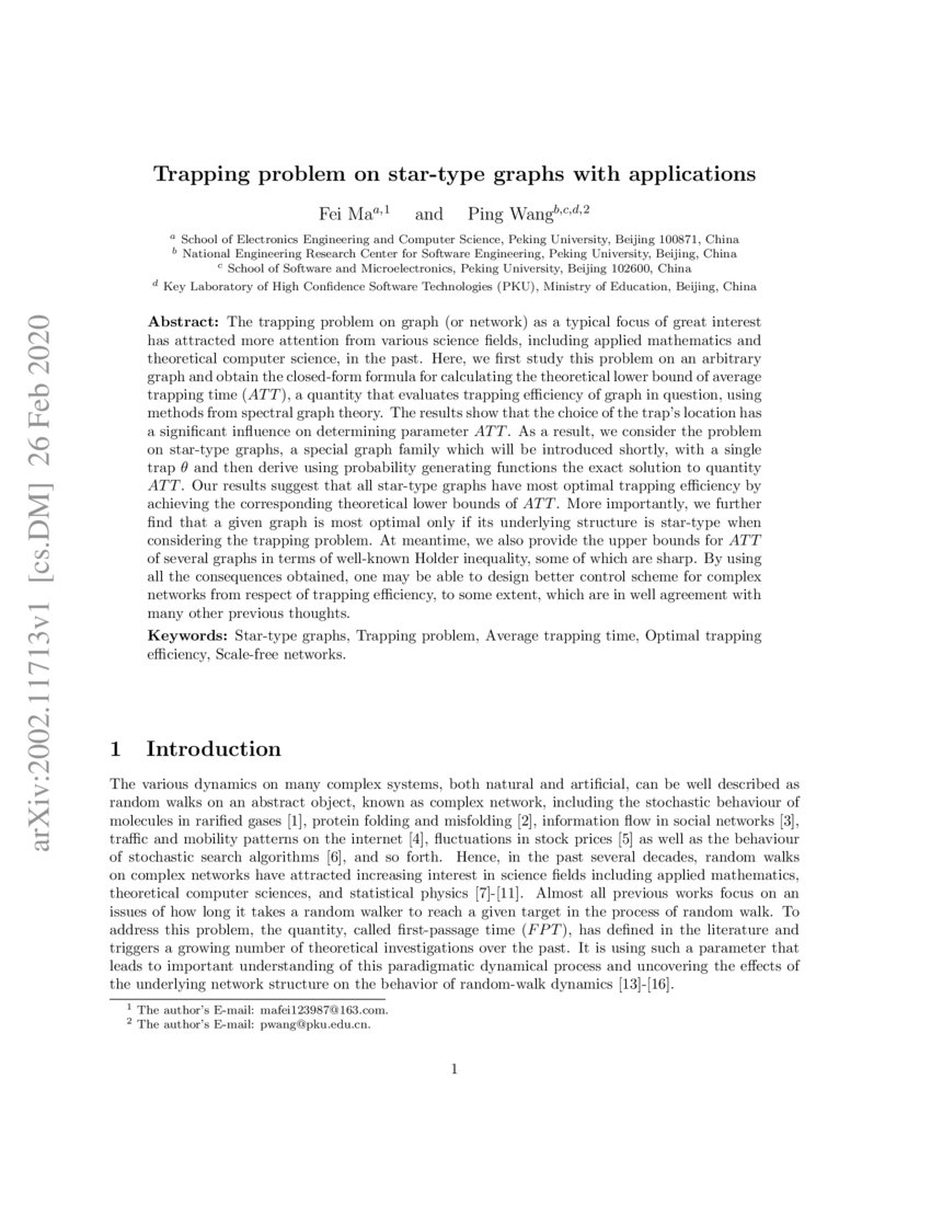 Star Typing Graph Trapping problem on star-type graphs with applications | DeepAI