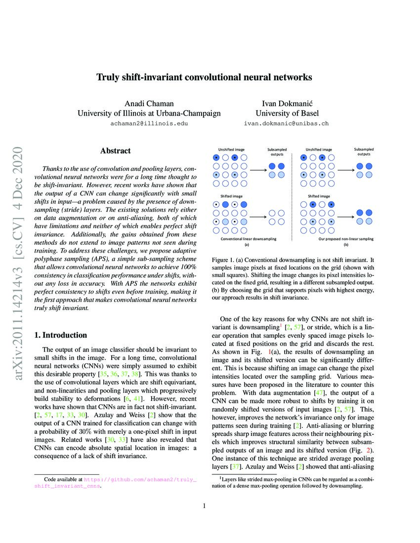 Truly Shift Invariant Convolutional Neural Networks Deepai Truly Shift Invariant Convolutional Neural Networks Deepai