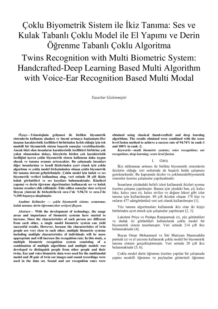 Twins Recognition with Multi Biometric System: Handcrafted-Deep ...