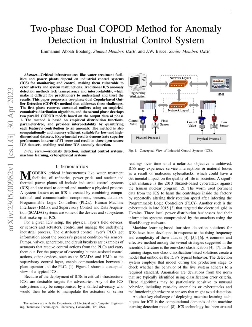 Twophase Dual COPOD Method for Anomaly Detection in Industrial Control