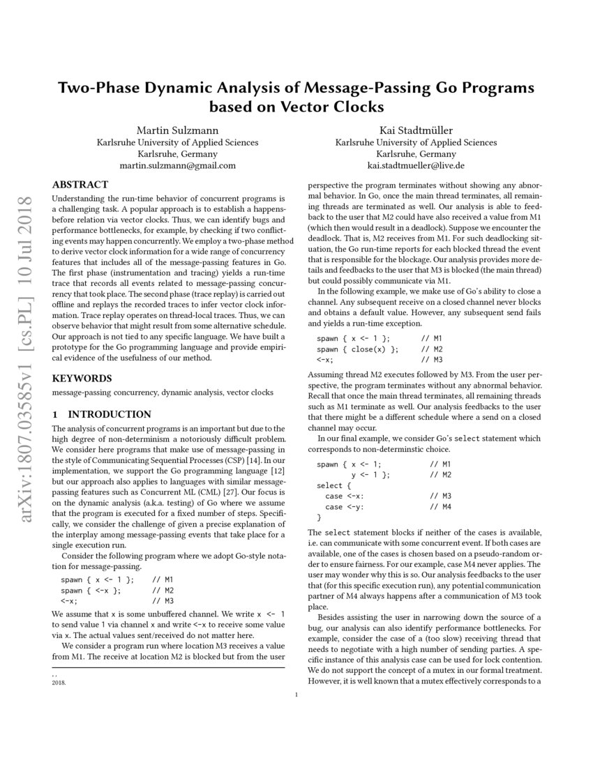 TwoPhase Dynamic Analysis of MessagePassing Go Programs based on