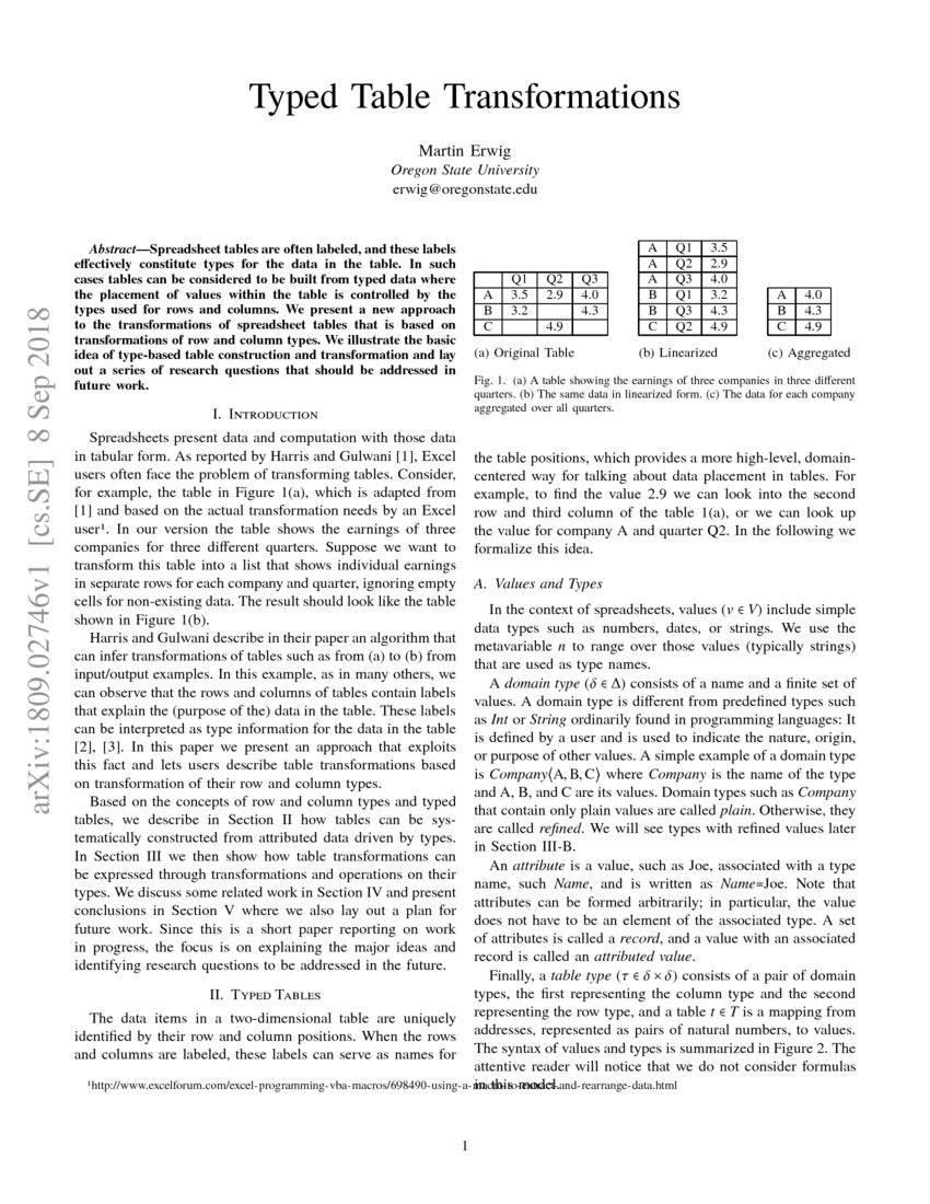 Typed Table Transformations DeepAI
