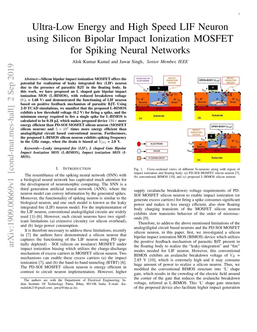UltraLow Energy and High Speed LIF Neuron using Silicon Bipolar Impact