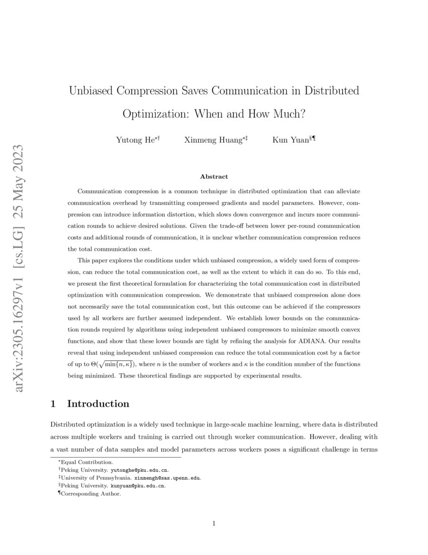 Unbiased Compression Saves Communication in Distributed Optimization