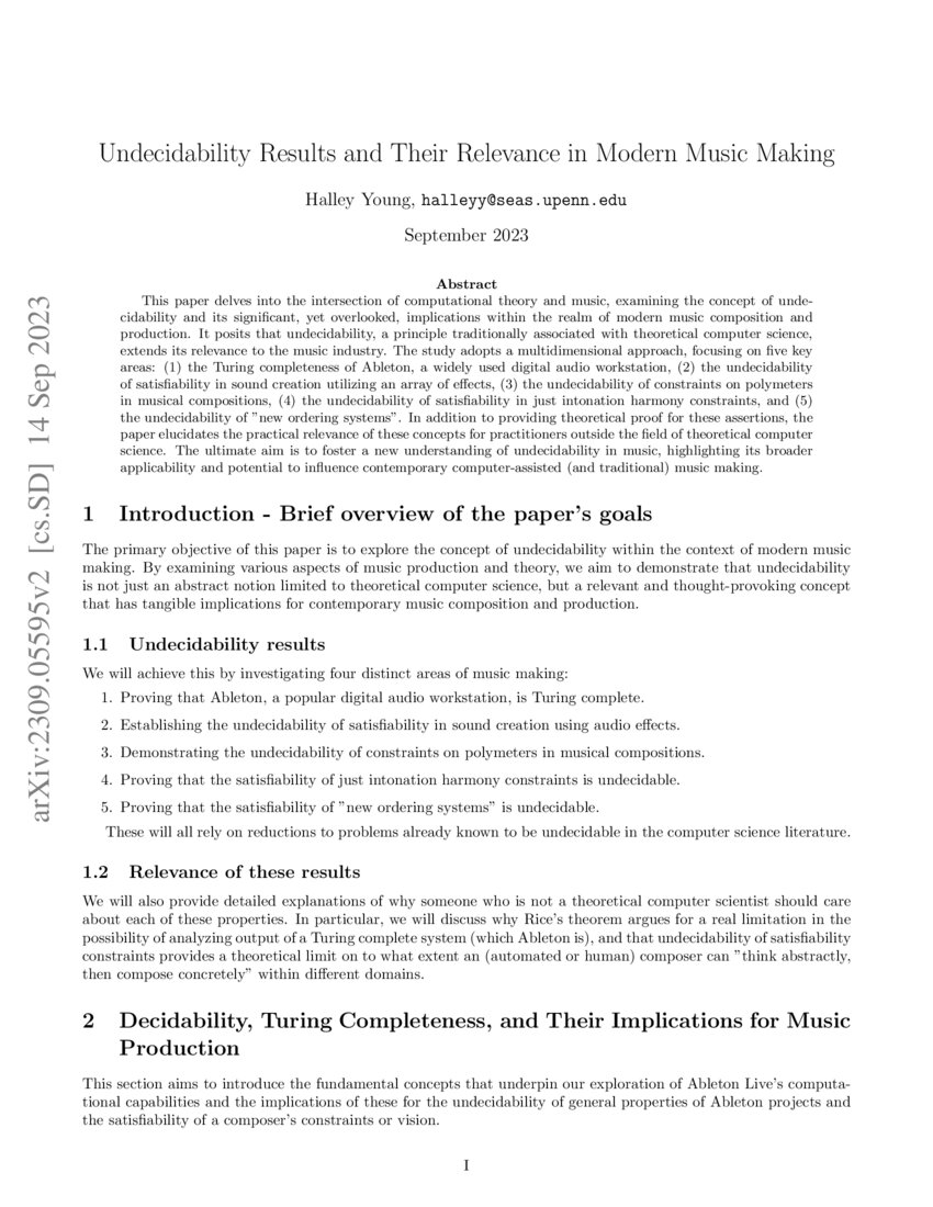 Undecidability Results and Their Relevance in Modern Music Making DeepAI