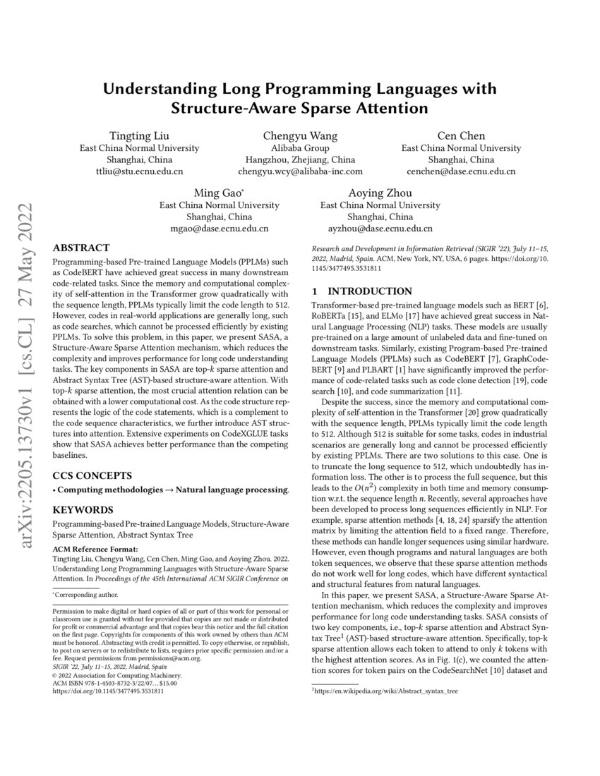 Understanding Long Programming Languages with Structure-Aware Sparse ...