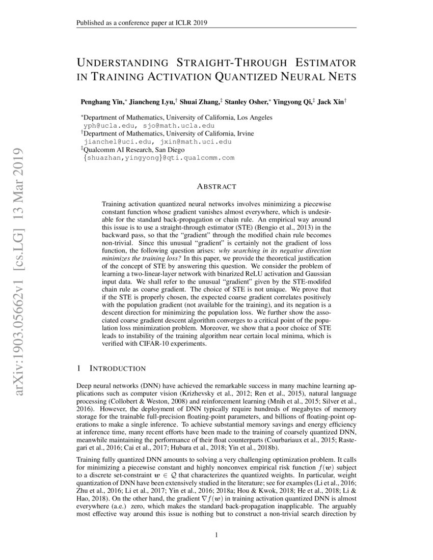 Understanding StraightThrough Estimator in Training Activation