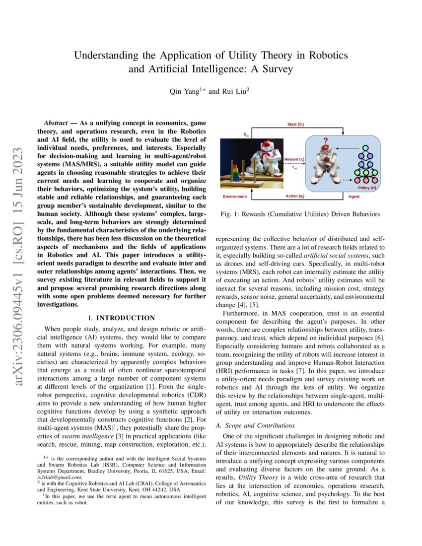 Understanding the Application of Utility Theory in Robotics and ...