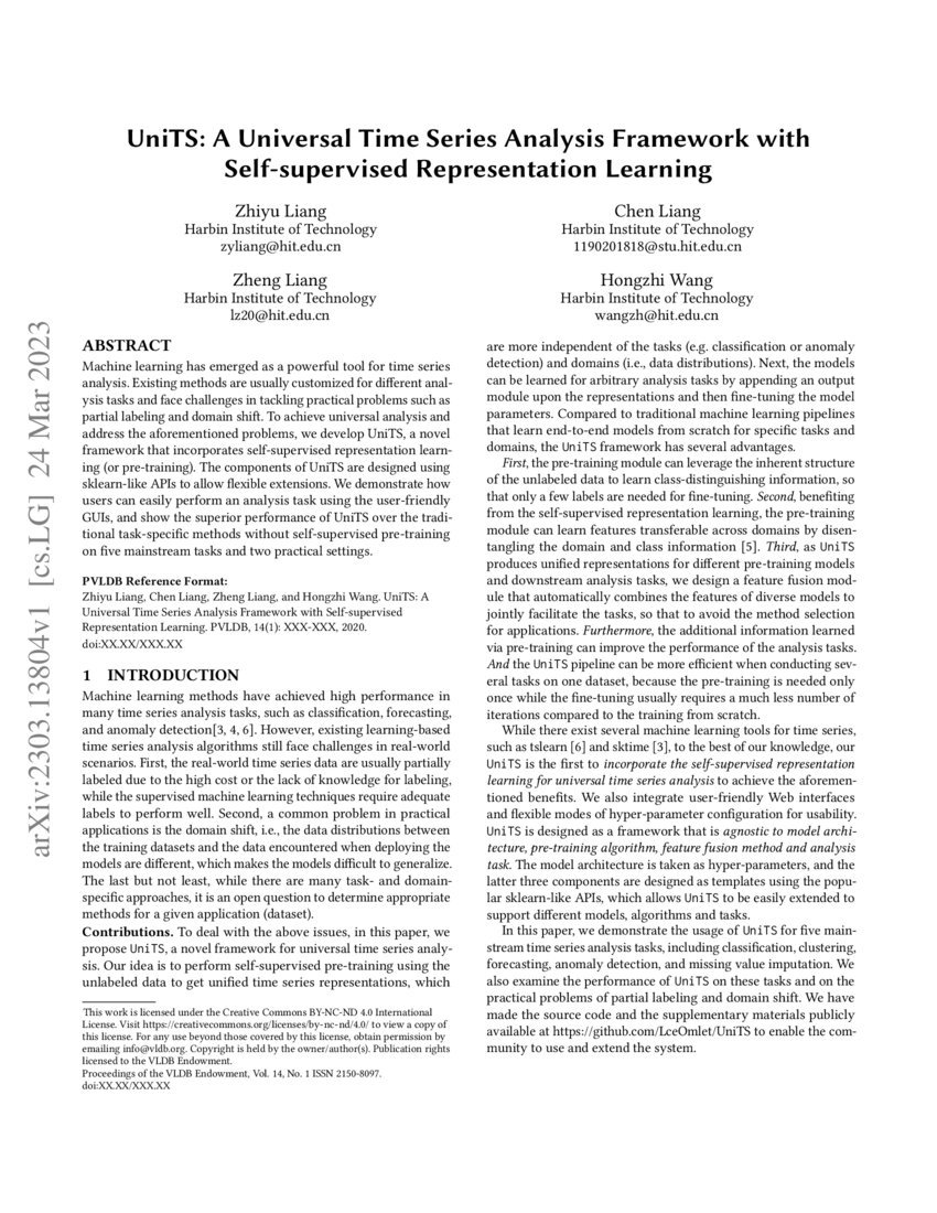 UniTS: A Universal Time Series Analysis Framework with Self-supervised ...