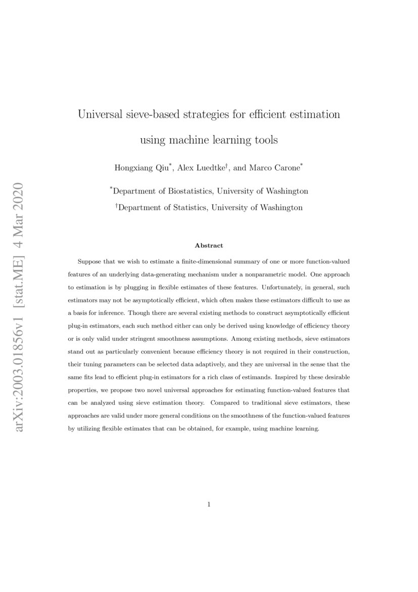 Universal sievebased strategies for efficient estimation using machine