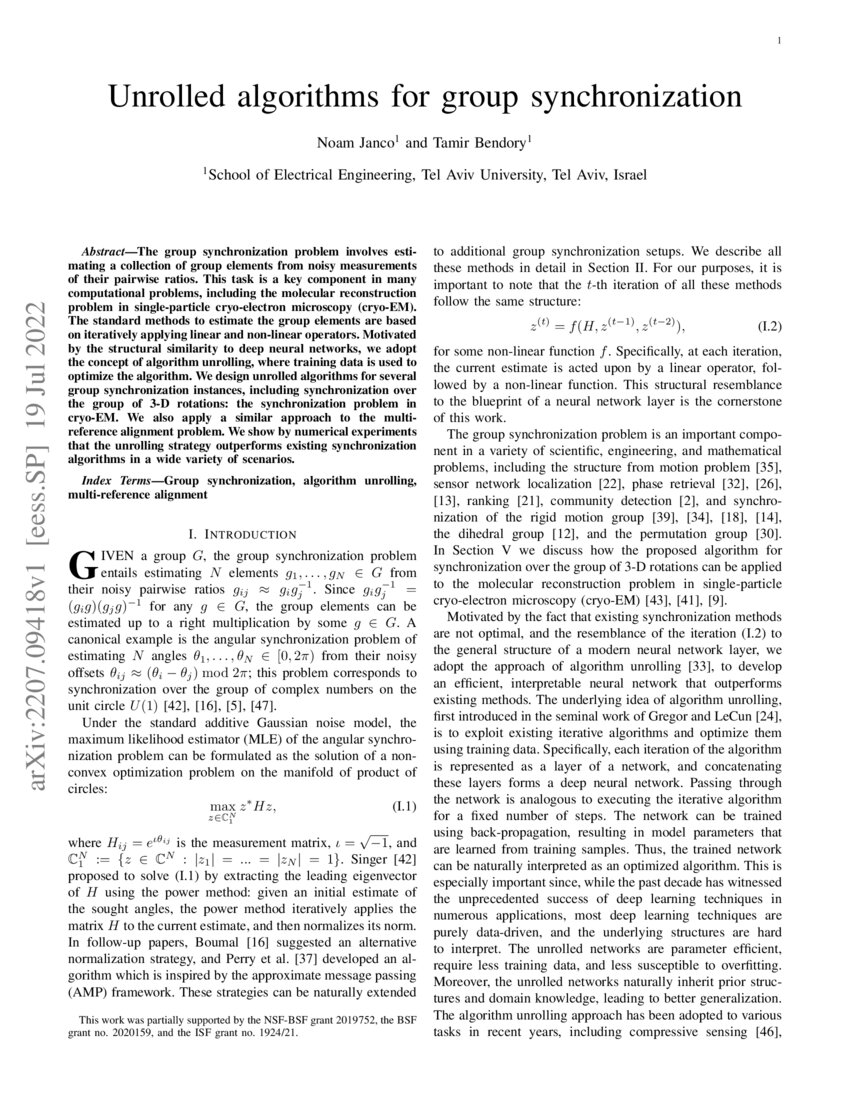 Unrolled algorithms for group synchronization DeepAI