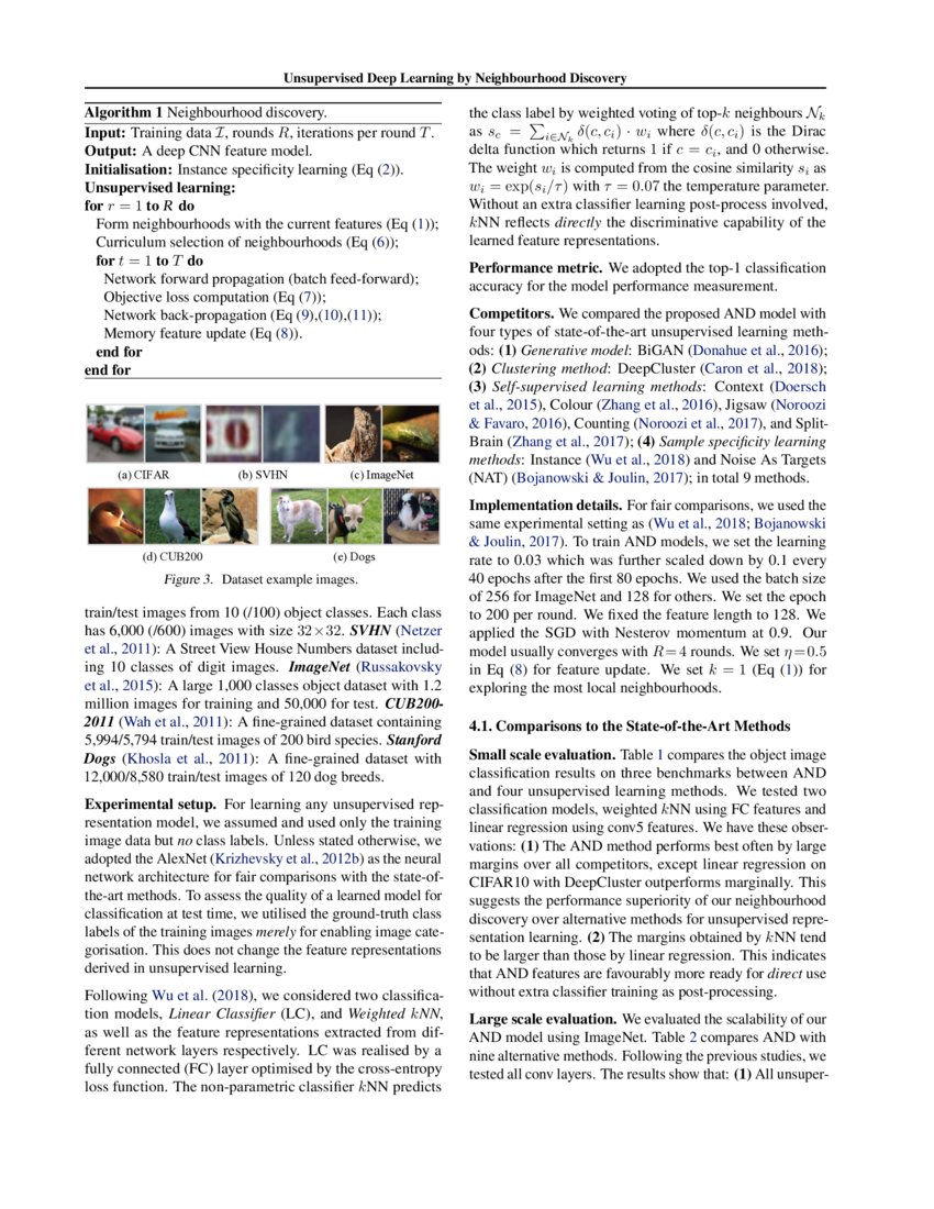 Unsupervised Deep Learning by Neighbourhood Discovery | DeepAI