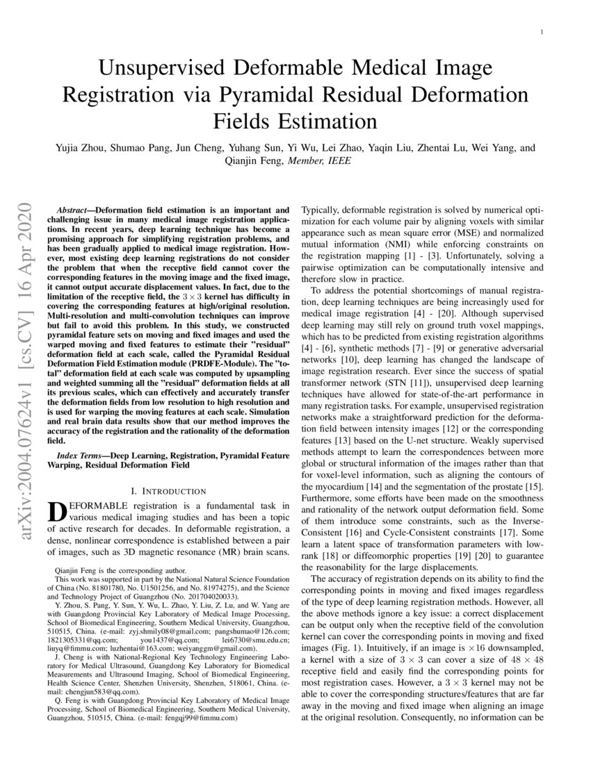 Unsupervised Deformable Medical Image Registration via Pyramidal ...