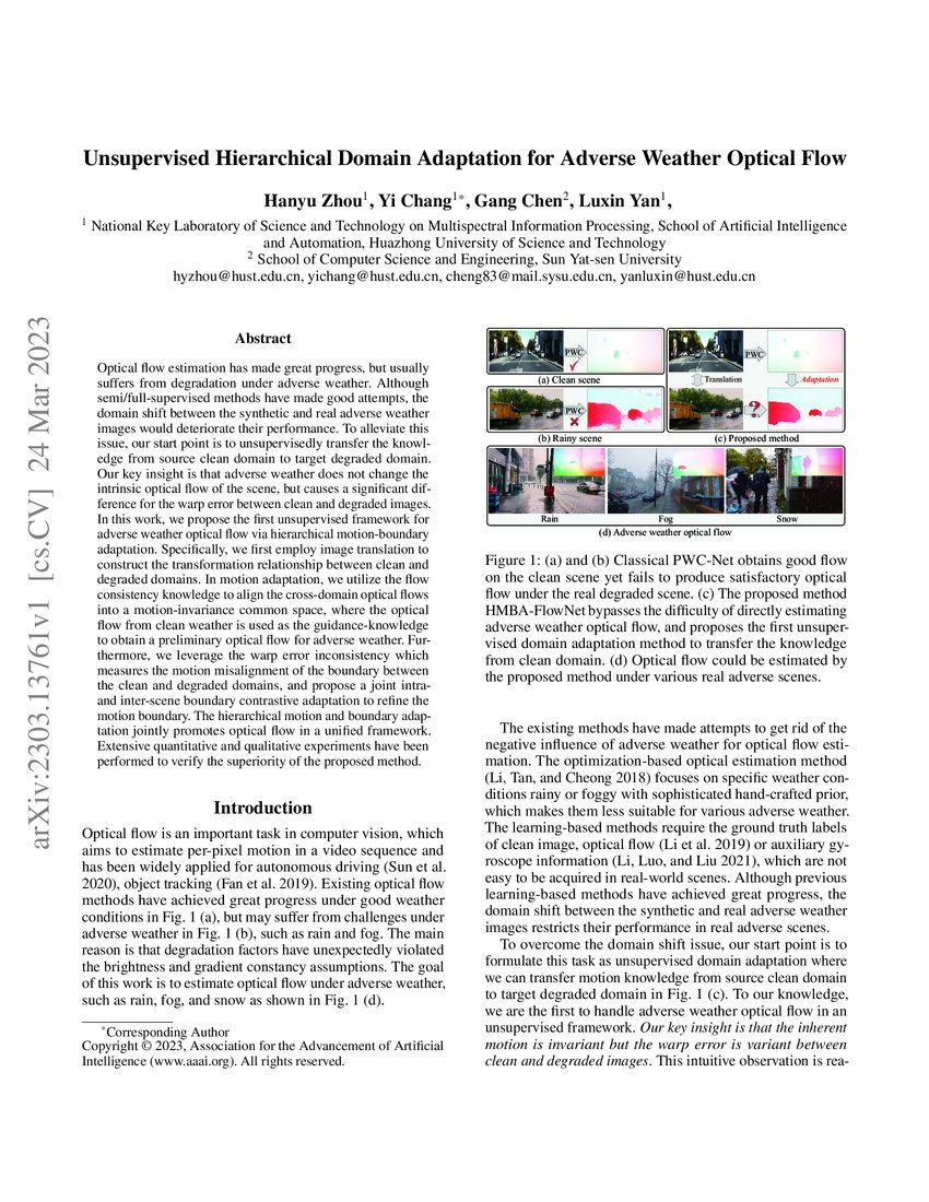 Unsupervised Hierarchical Domain Adaptation for Adverse Weather Optical