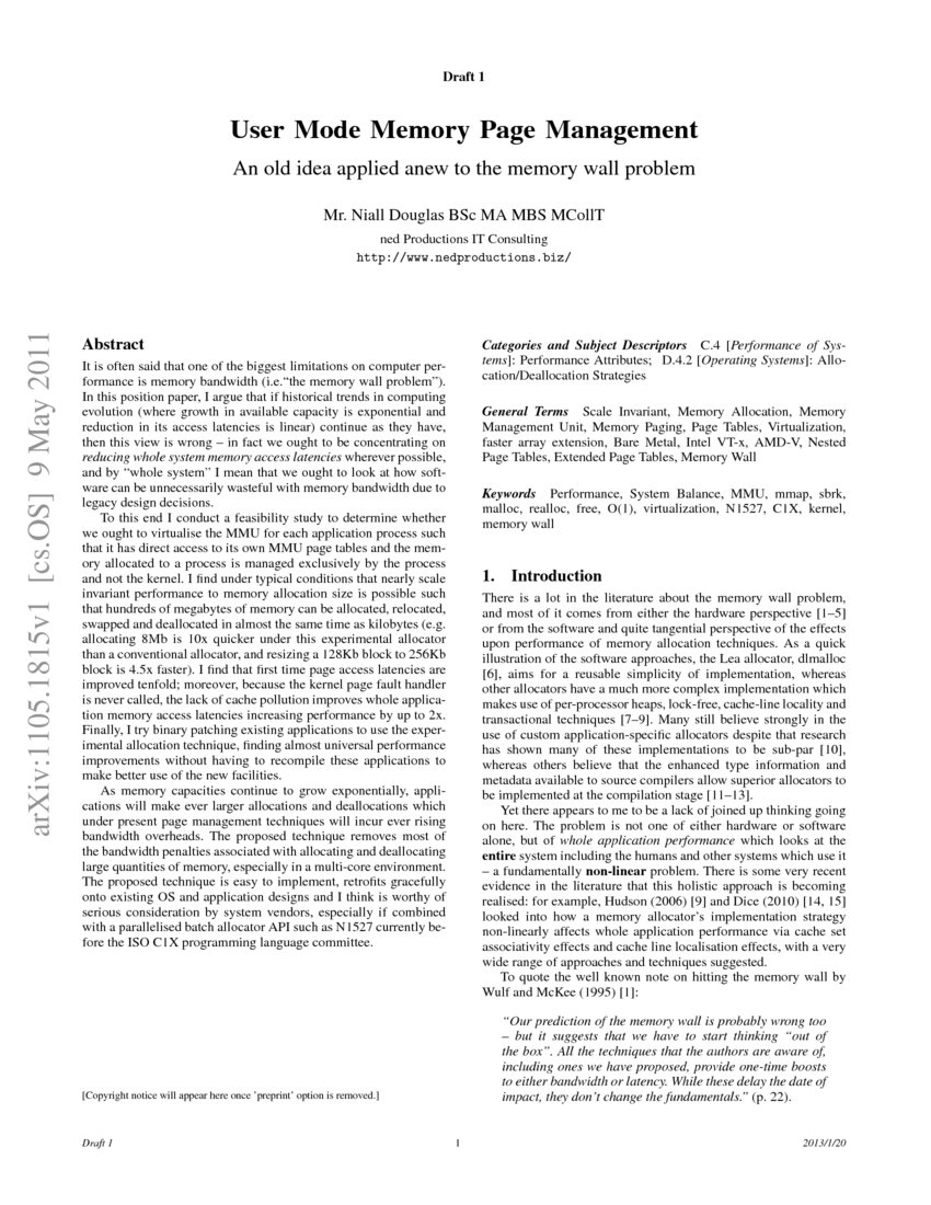 User Mode Memory Page Management: An old idea applied anew to the ...