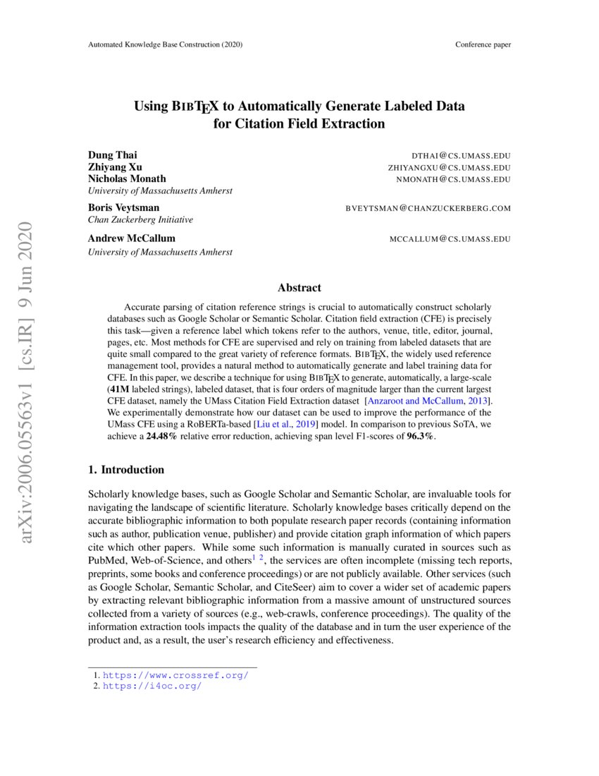 Using BibTeX to Automatically Generate Labeled Data for Citation Field