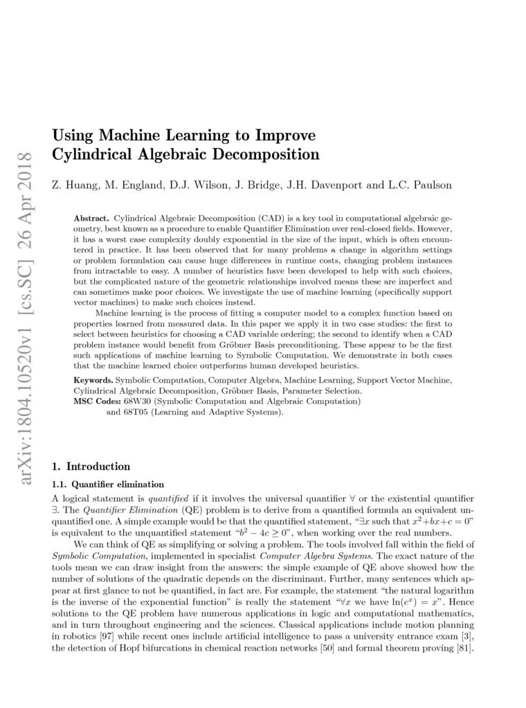Using Machine Learning to Improve Cylindrical Algebraic