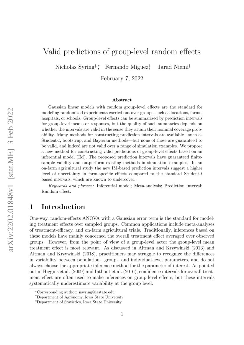 Valid predictions of grouplevel random effects DeepAI