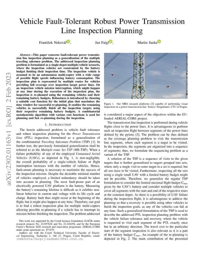 Vehicle FaultTolerant Robust Power Transmission Line Inspection