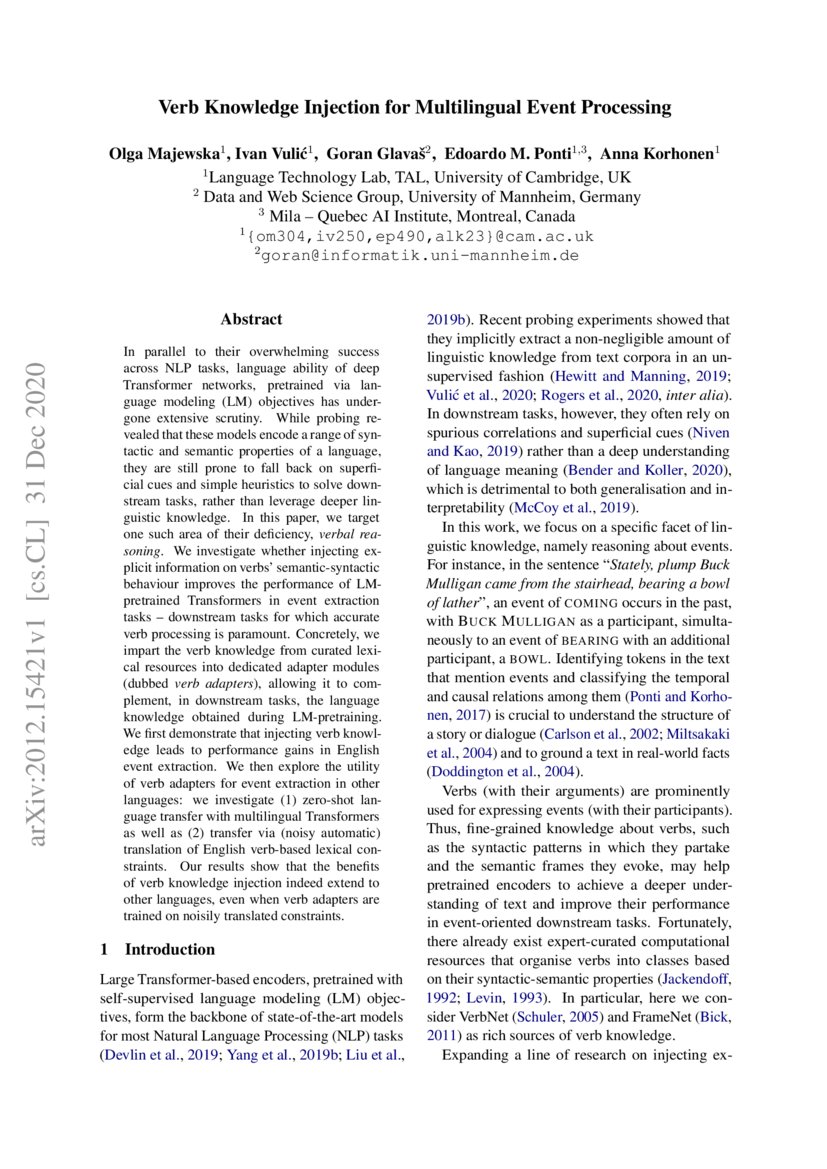 Verb Knowledge Injection for Multilingual Event Processing DeepAI