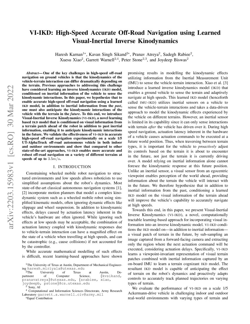 VI IKD High Speed Accurate Off Road Navigation Using Learned Visual