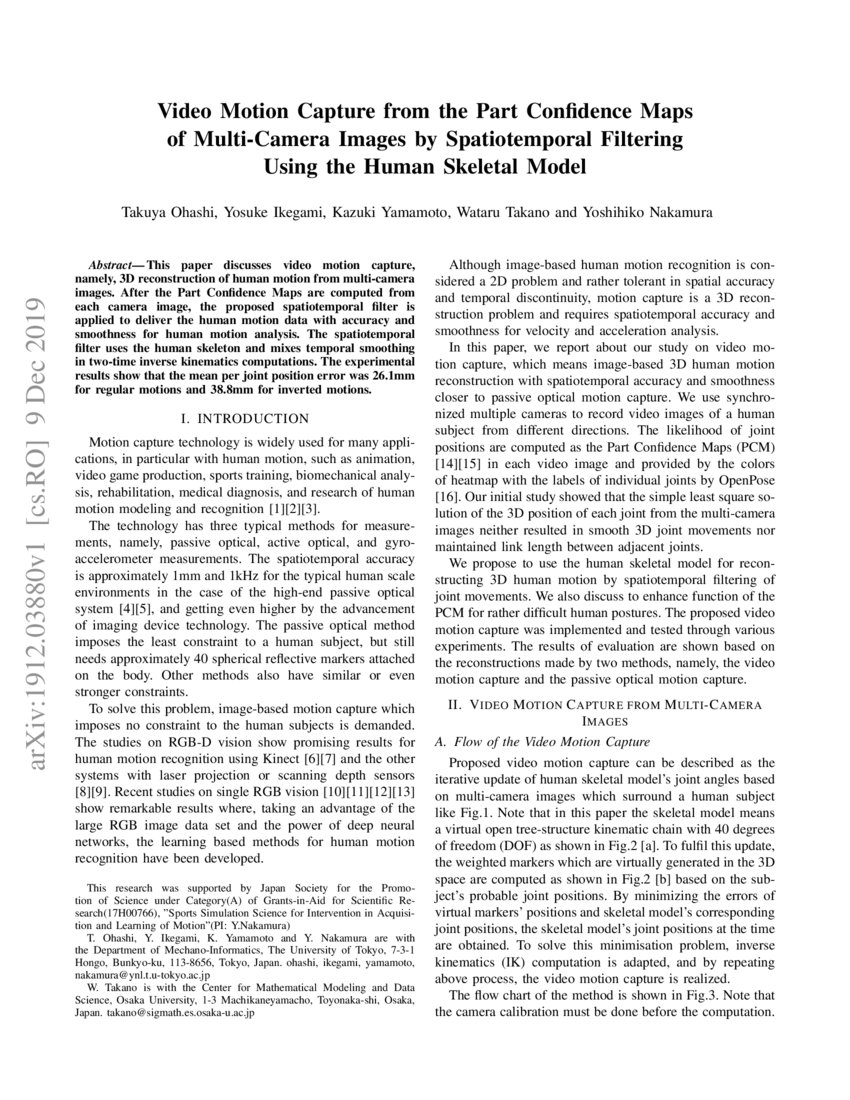 Video Motion Capture from the Part Confidence Maps of MultiCamera