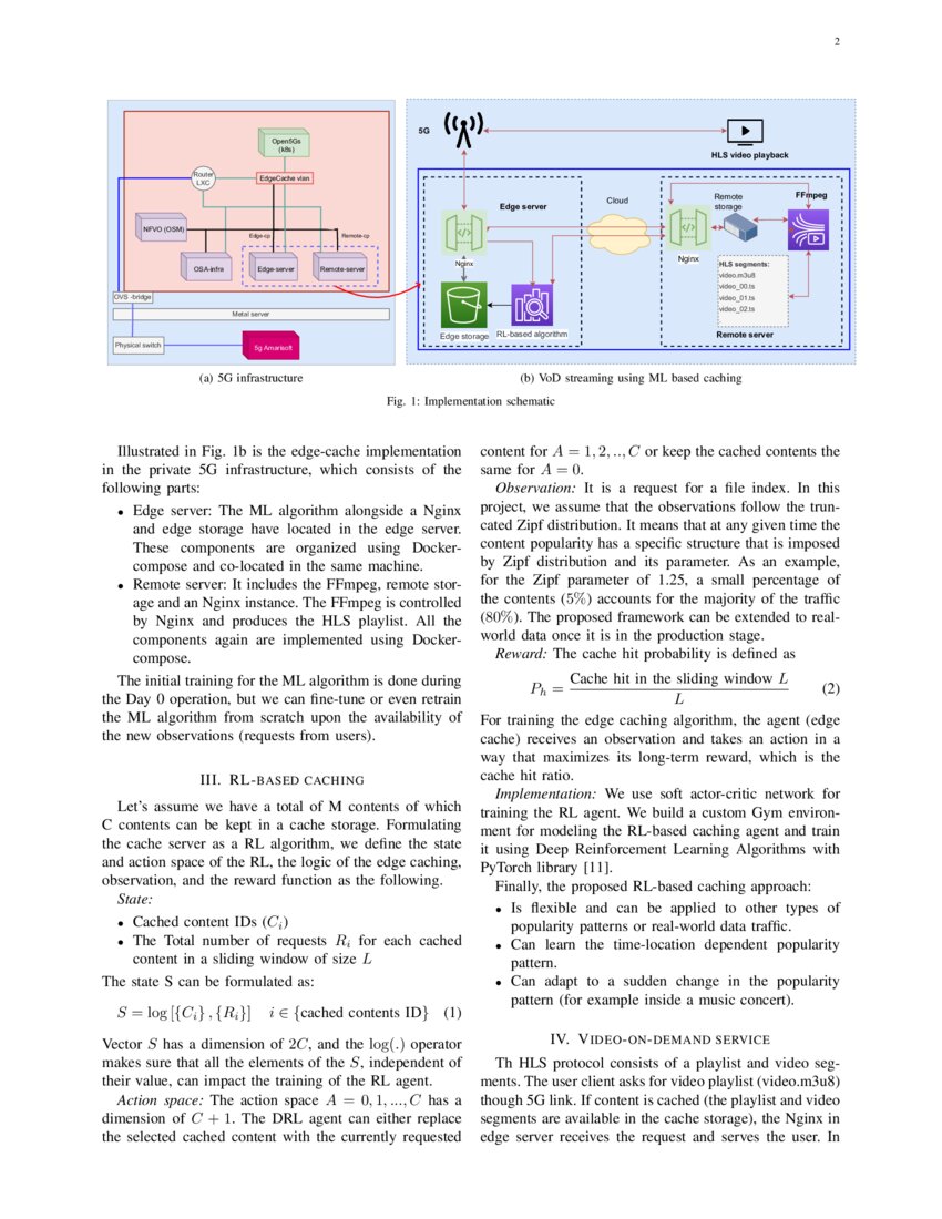 Video on Demand Streaming Using RLbased Edge Caching in 5G Networks