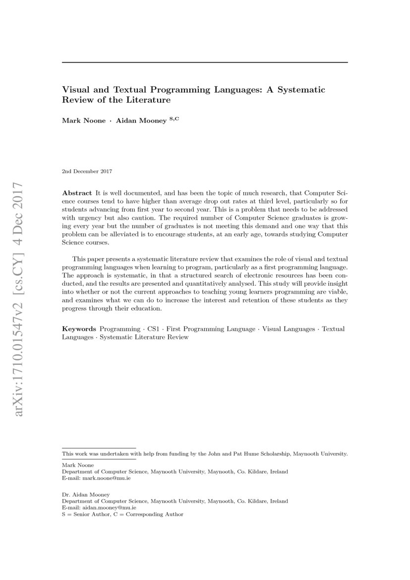 Visual and Textual Programming Languages: A Systematic Review of the ...