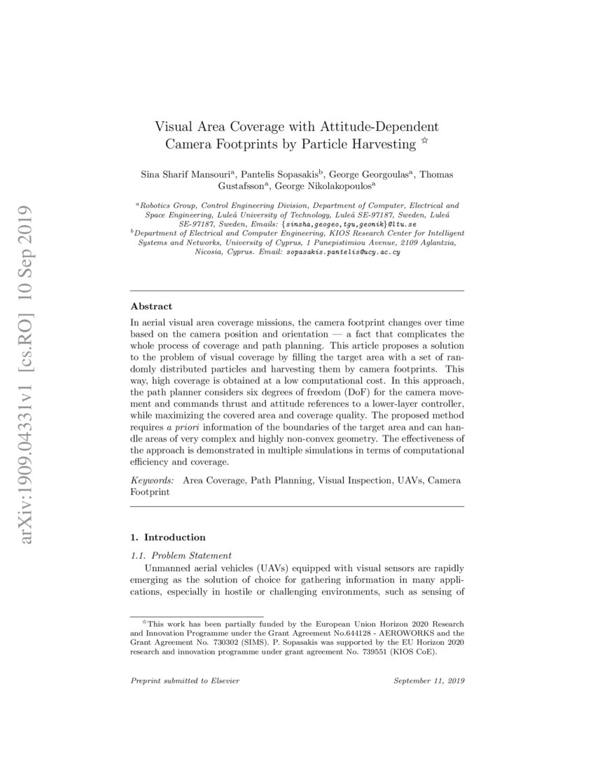 Visual Area Coverage with AttitudeDependent Camera Footprints by