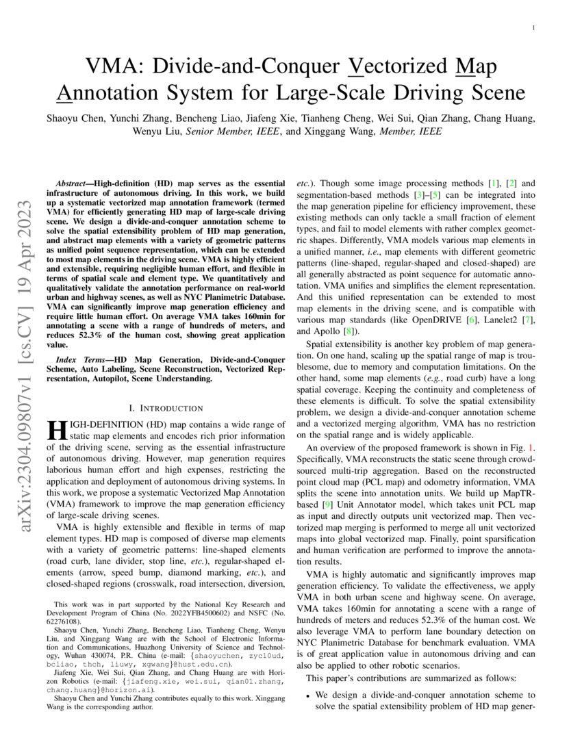 VMA Divide and Conquer Vectorized - Vma Divide And Conquer Vectorized Map Annotation System For Large Scale Driving Scene Page 1 Medium