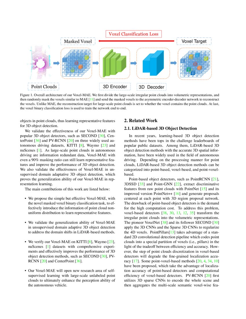 VoxelMAE Masked Autoencoders for Pretraining Largescale Point