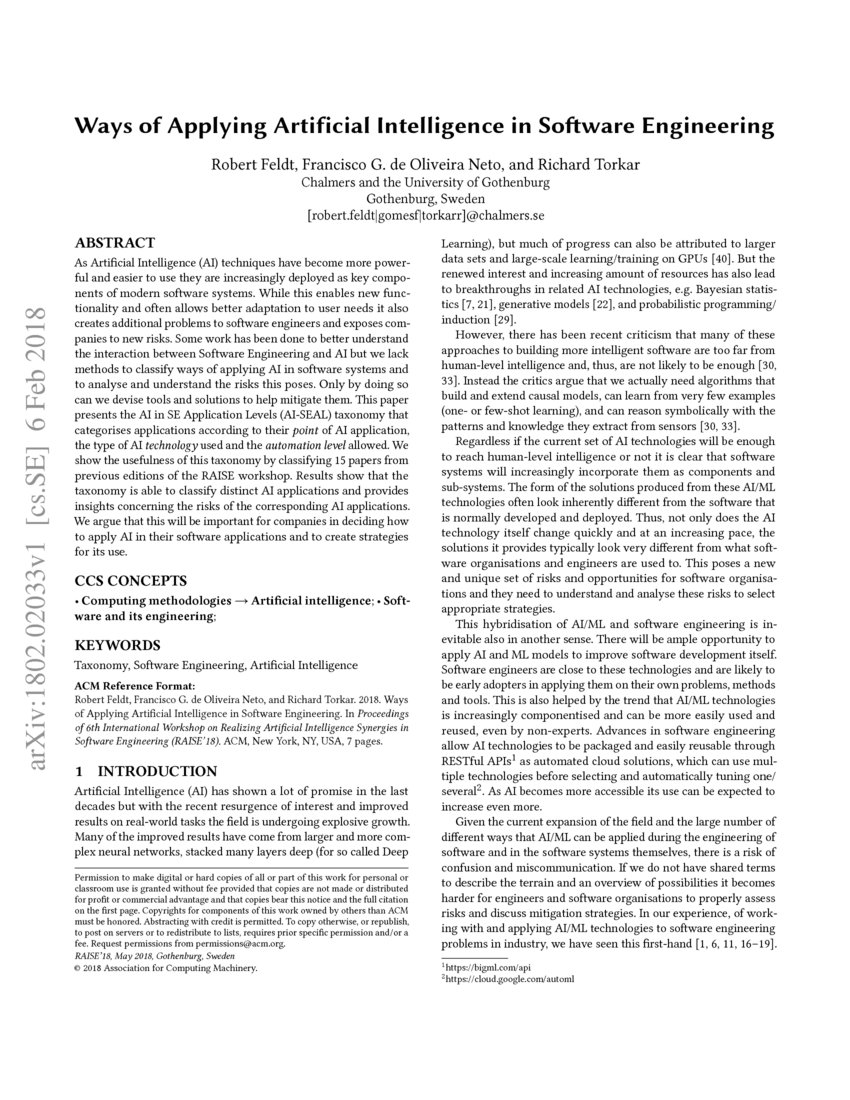 Ways Of Applying Artificial Intelligence In Software Engineering DeepAI