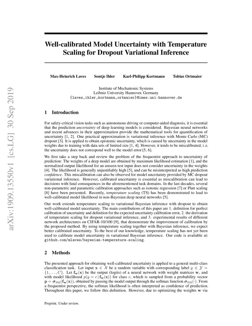 Well-calibrated Model Uncertainty with Temperature Scaling for Dropout ...