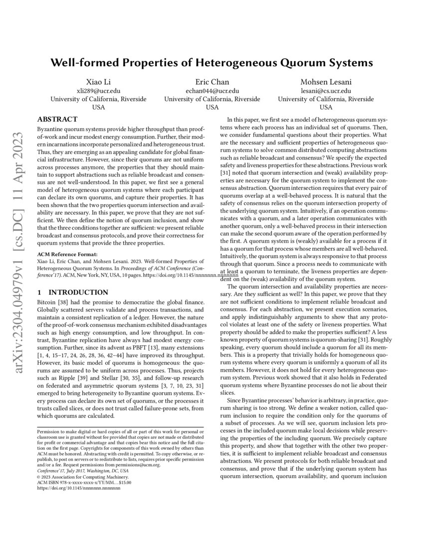 Desirable Properties of Heterogeneous Quorum Systems DeepAI